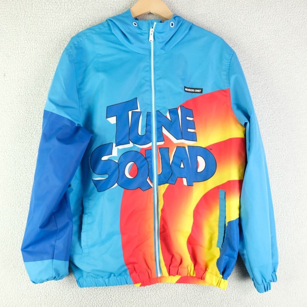 Members Only Tune Squad Track Jacket Mens Large Blue Loony Tunes Athletic